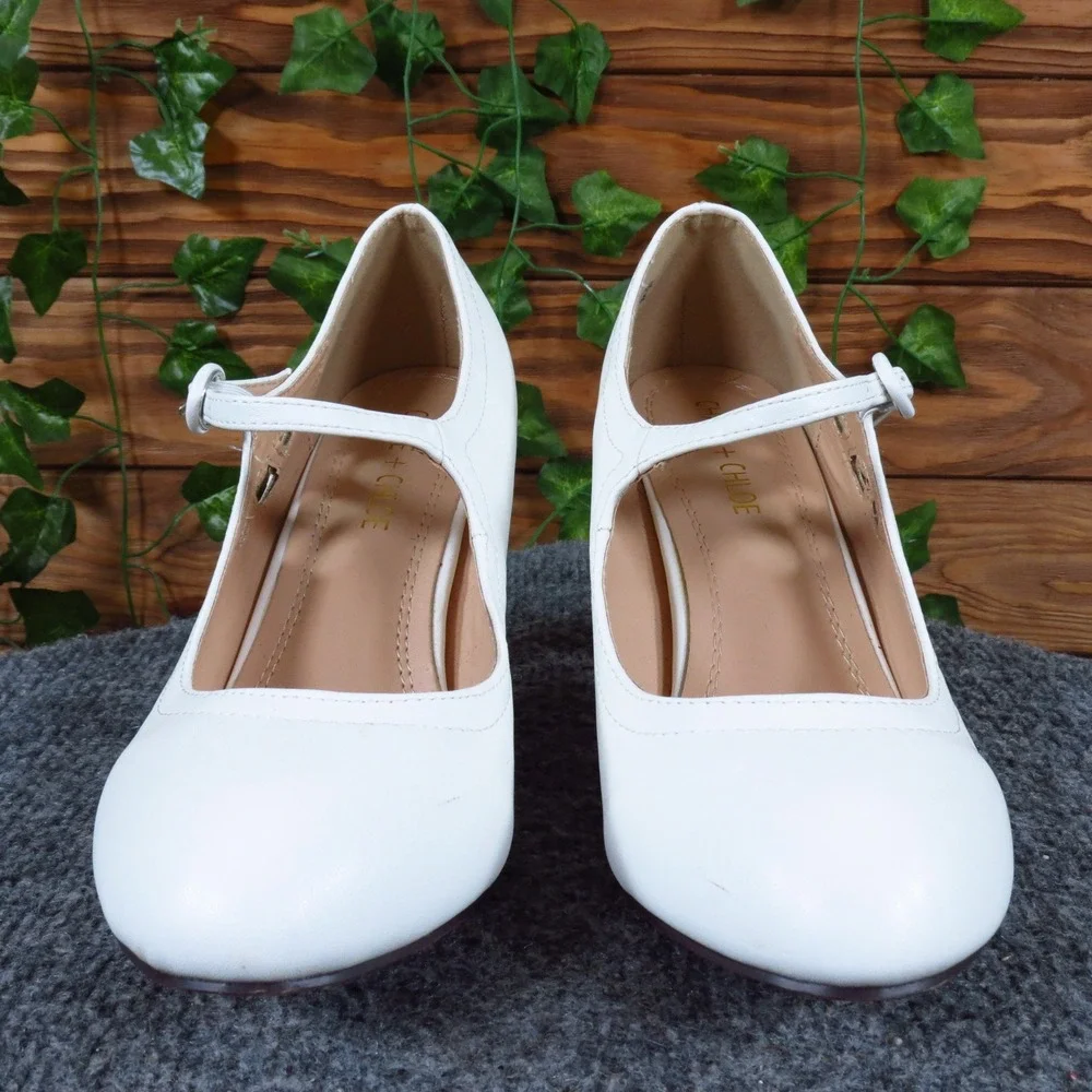 Chase + Chloe Kimmy-21 Women Mary Jane Pumps Size 8.5 Dress Wedding White Shoes
